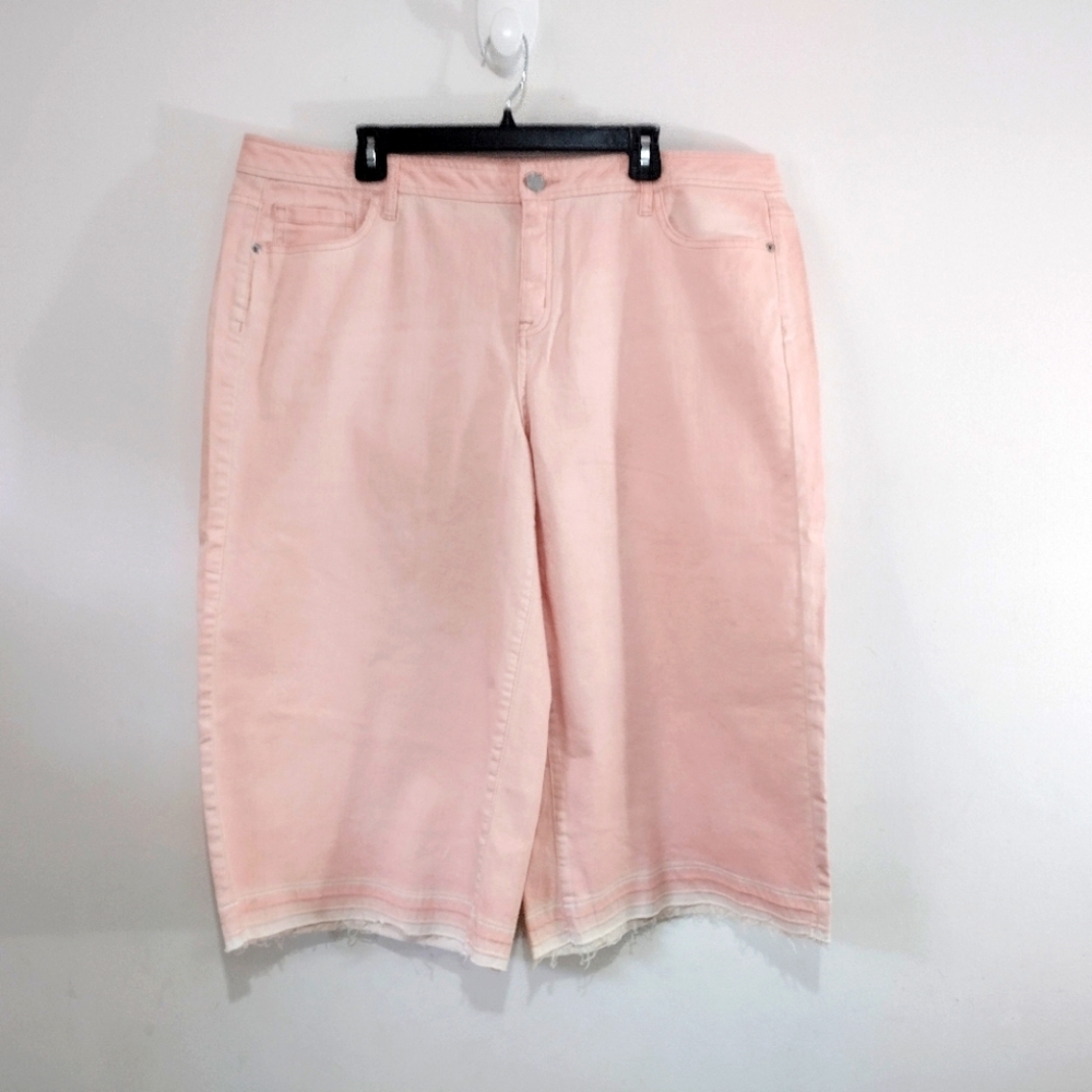Lane Bryant Wide Leg Capri Jeans Women Size 20 Frayed Light Coral